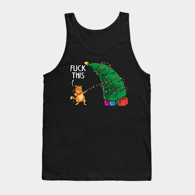 Ugly Christmas Sweatshirt For Cat Lovers and Christmas Parties. Tank Top by KsuAnn